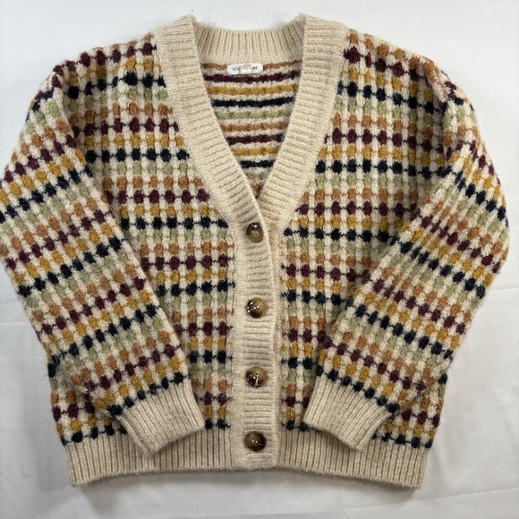 Blu Pepper Multicolor Women's L Button Up Cardigan Wool Blend New - Picture 1 of 5